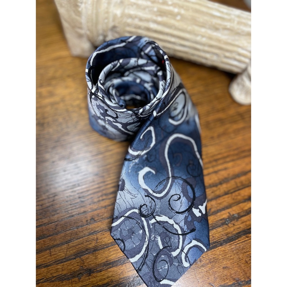 VTG J. Garcia Another Butterfly Silk Tie Blue Grey Abstract Swirl Collection 58